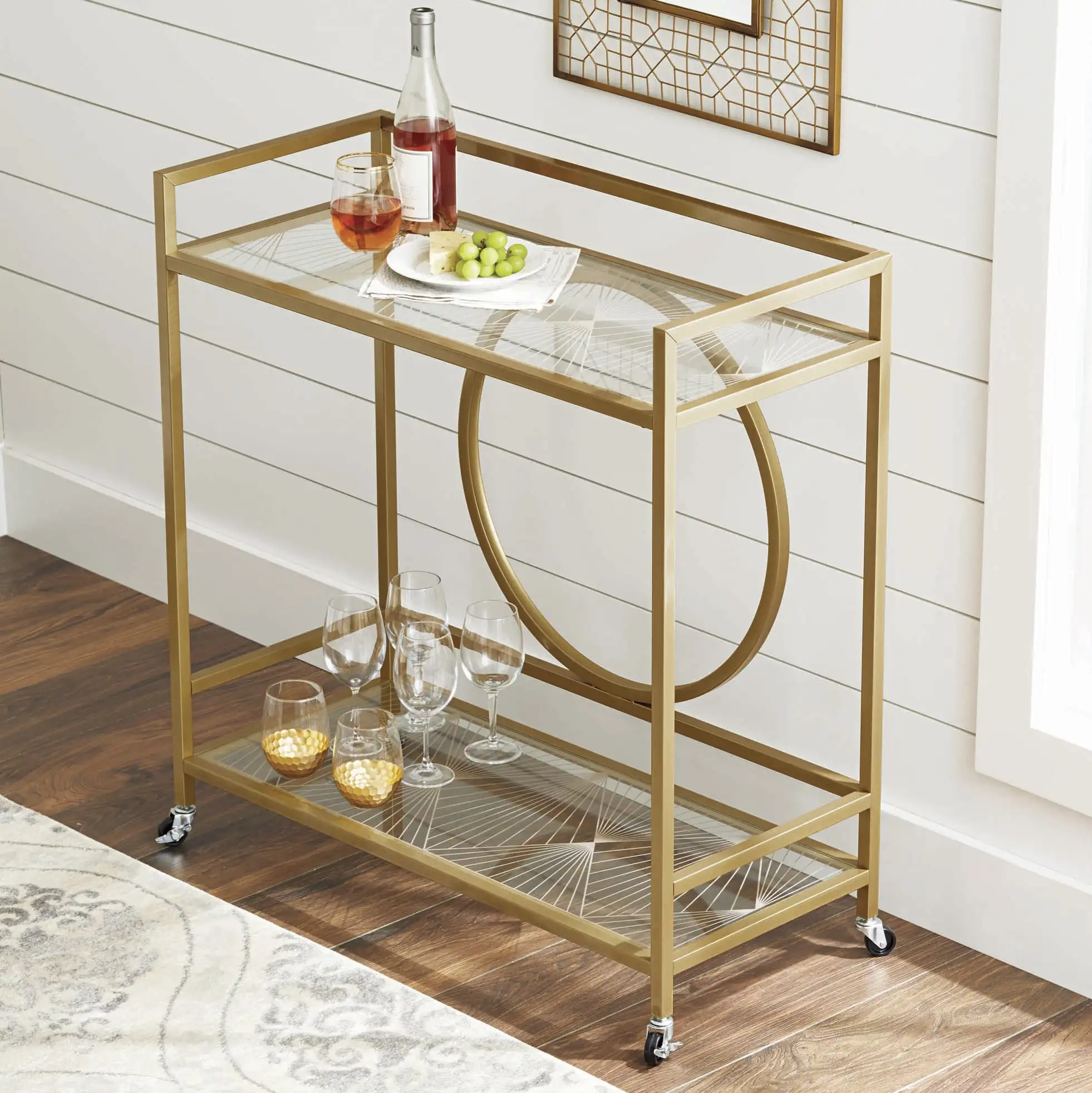 Better Homes & Gardens Nola Mid-Century Metal & Glass Bar Cart, Gold Finish
Better Homes & Gardens Nola Mid-Century Metal & Glass Bar Cart, Gold Finish