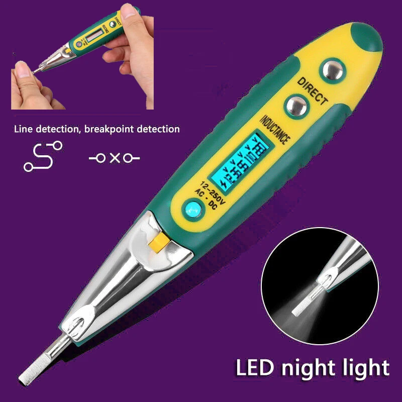 Digital Electric Test Pen AC/DC 12~250V Voltage LCD Display Detector Probe Checks Lights Electric Products Checks Wire
Digital Electric Test Pen AC/DC 12~250V Voltage LCD Display Detector Probe Checks Lights Electric Products Checks Wire