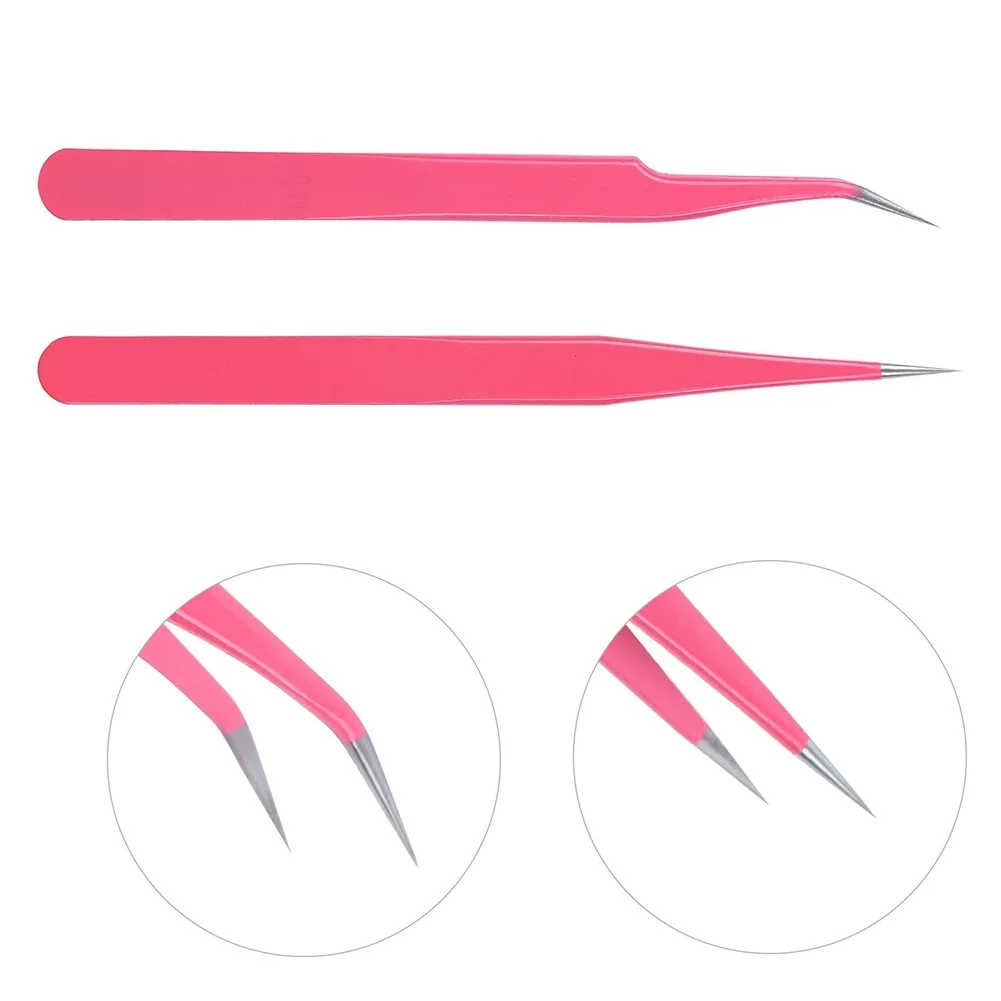 2pcs Pink Stainless Steel Tweezers Straight Curved Pick Up Tools Eyelash Extension Pointed Nipper Clip Manicure Nail Art Tool
2pcs Pink Stainless Steel Tweezers Straight Curved Pick Up Tools Eyelash Extension Pointed Nipper Clip Manicure Nail Art Tool