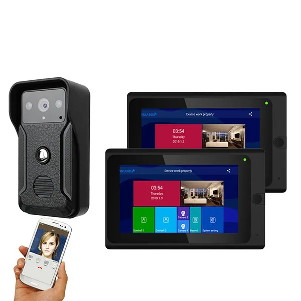 7 inch 2 Monitors Wireless WIFI Video Door Phone Doorbell Intercom Entry System Support Remote APP intercom,unlocking,Recording
7 inch 2 Monitors Wireless WIFI Video Door Phone Doorbell Intercom Entry System Support Remote APP intercom,unlocking,Recording
