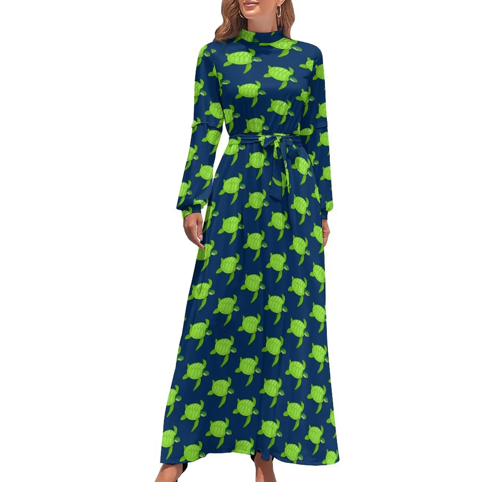 Green Sea Turtle Dress Cute Animal Print Elegant Design Maxi Dress High Neck Long Sleeve Aesthetic Beach Long Dresses
Green Sea Turtle Dress Cute Animal Print Elegant Design Maxi Dress High Neck Long Sleeve Aesthetic Beach Long Dresses