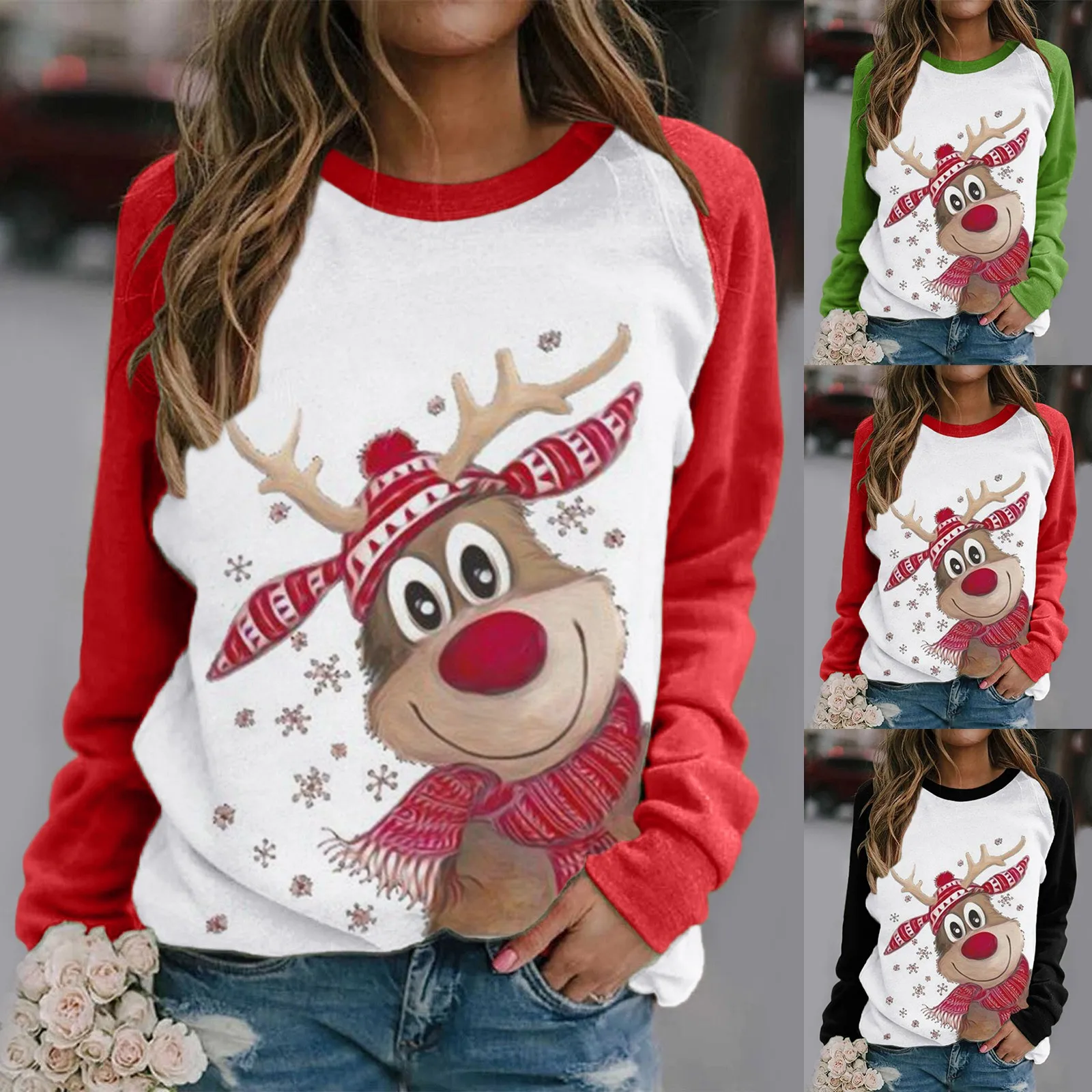 Women's Merry Tops Shirts Deer Print Long-sleeved Regular O Neck Warm Fall Shirt Casual Winter Blouse Oversized Tee for Women
Women's Merry Tops Shirts Deer Print Long-sleeved Regular O Neck Warm Fall Shirt Casual Winter Blouse Oversized Tee for Women