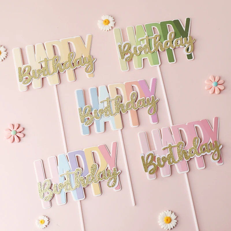 Colorful Happy Birthday Cake Topper Decoration Decal Pink Purple Yellow Baby Shower Gift Bow Pearl Cute Dessert Baking Supplies 
Colorful Happy Birthday Cake Topper Decoration Decal Pink Purple Yellow Baby Shower Gift Bow Pearl Cute Dessert Baking Supplies