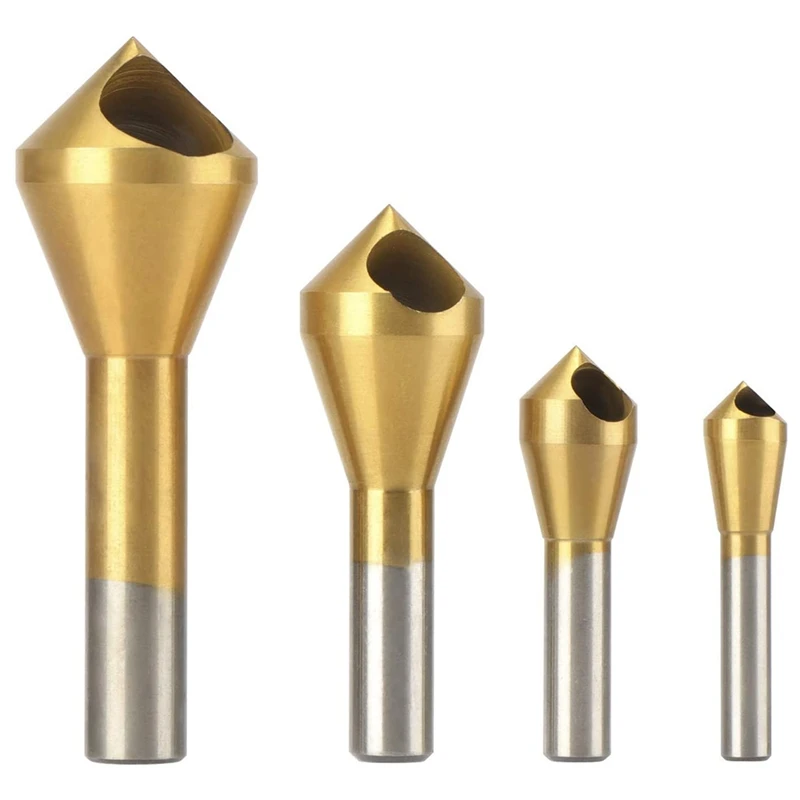 4Pcs Titanium Coated Countersink Chamfer Tool Deburring Tool Set Metal Wood Drill Bits
4Pcs Titanium Coated Countersink Chamfer Tool Deburring Tool Set Metal Wood Drill Bits