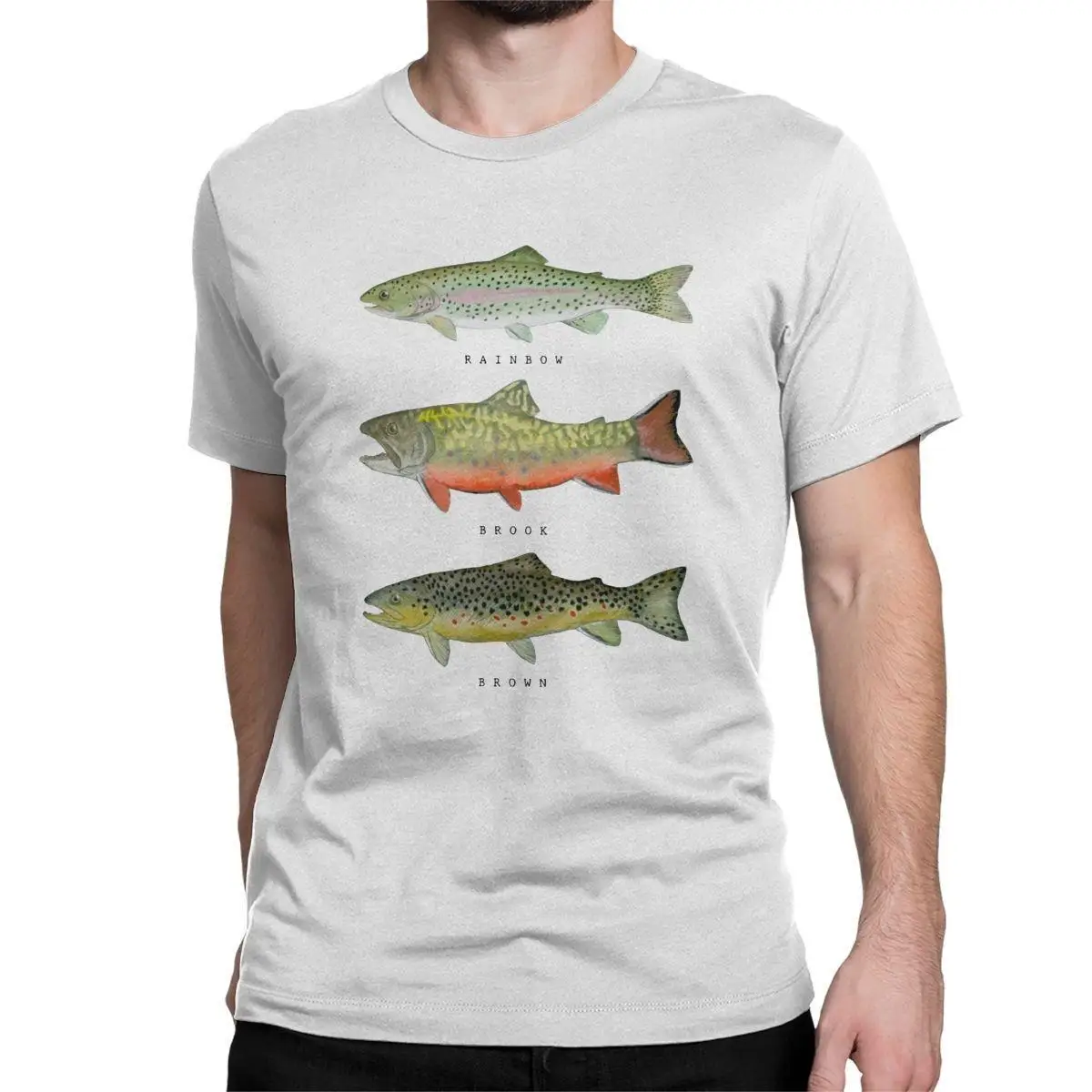 

Brown Rainbow Trout Triad Men T Shirts Fishing Fly Fishing Tee Shirt Short Sleeve Round Neck T-Shirt Pure Cotton Summer Clothes