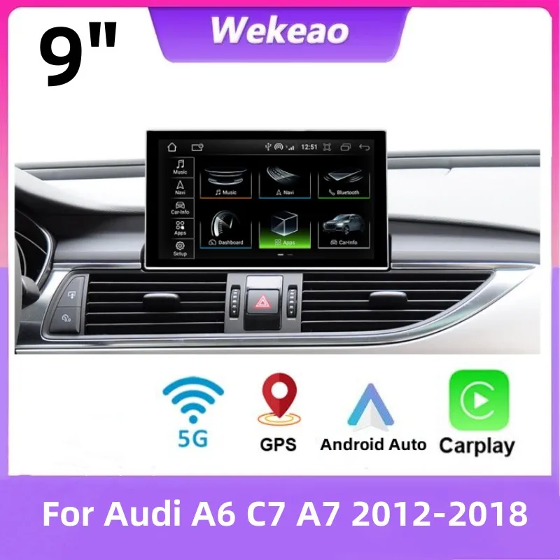 

8 Core Android 12 System Car Multimedia Stereo For Audi A6 C7 A7 2012-2018 WIFI 4G 8+128GB RAM Carplay IPS Touch Screen GPS Navi