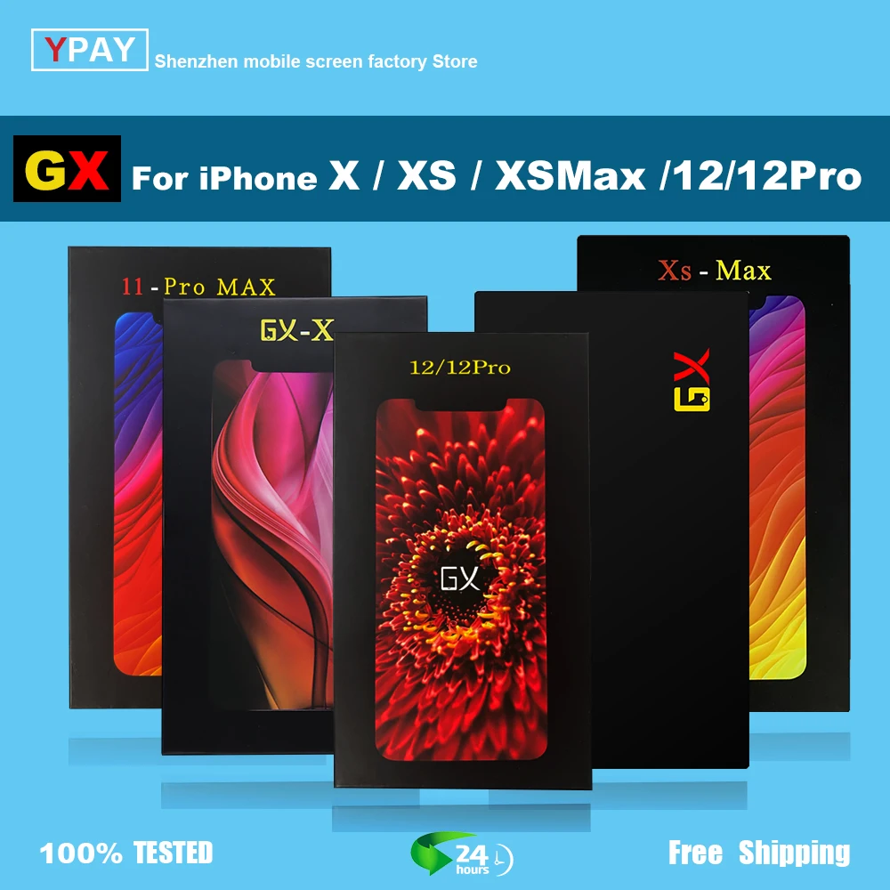 

Top GX OLED For iPhone X XS XsMax 11Pro LCD Display Touch Screen Digitizer Assembly Tested No Dead Pixel Replacement LCDs True