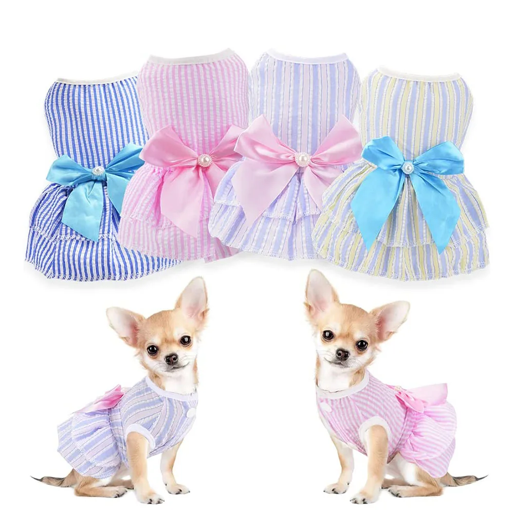 

Dog Dresses Girl Puppy Dress Summer Pet Clothes Outfit Apparel Cute Cat Skirt Female Tutu Clothing for French Bulldog Chihuahua