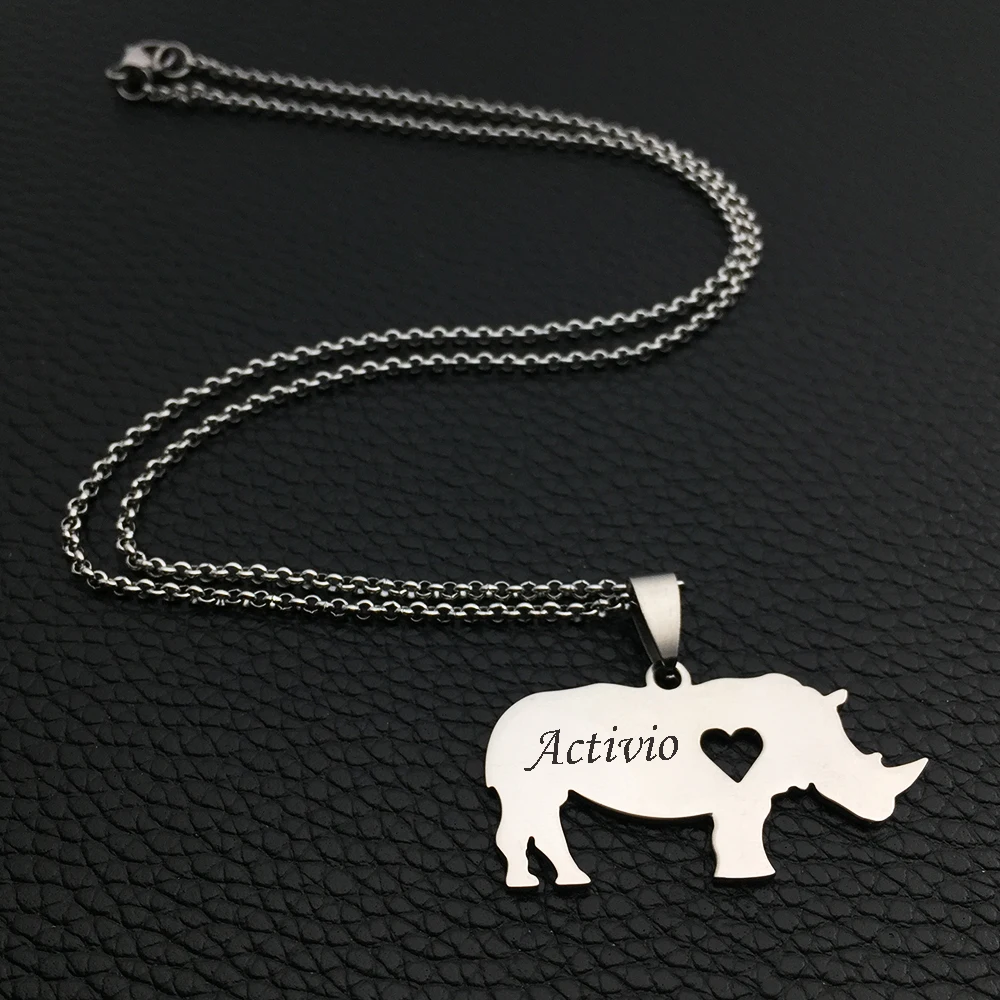 Personalized Engraved Name Stainless Steel Rhino Necklace Simple Animal Protector Pendant for Fashion Jewelry Gift YP6375
Personalized Engraved Name Stainless Steel Rhino Necklace Simple Animal Protector Pendant for Fashion Jewelry Gift YP6375