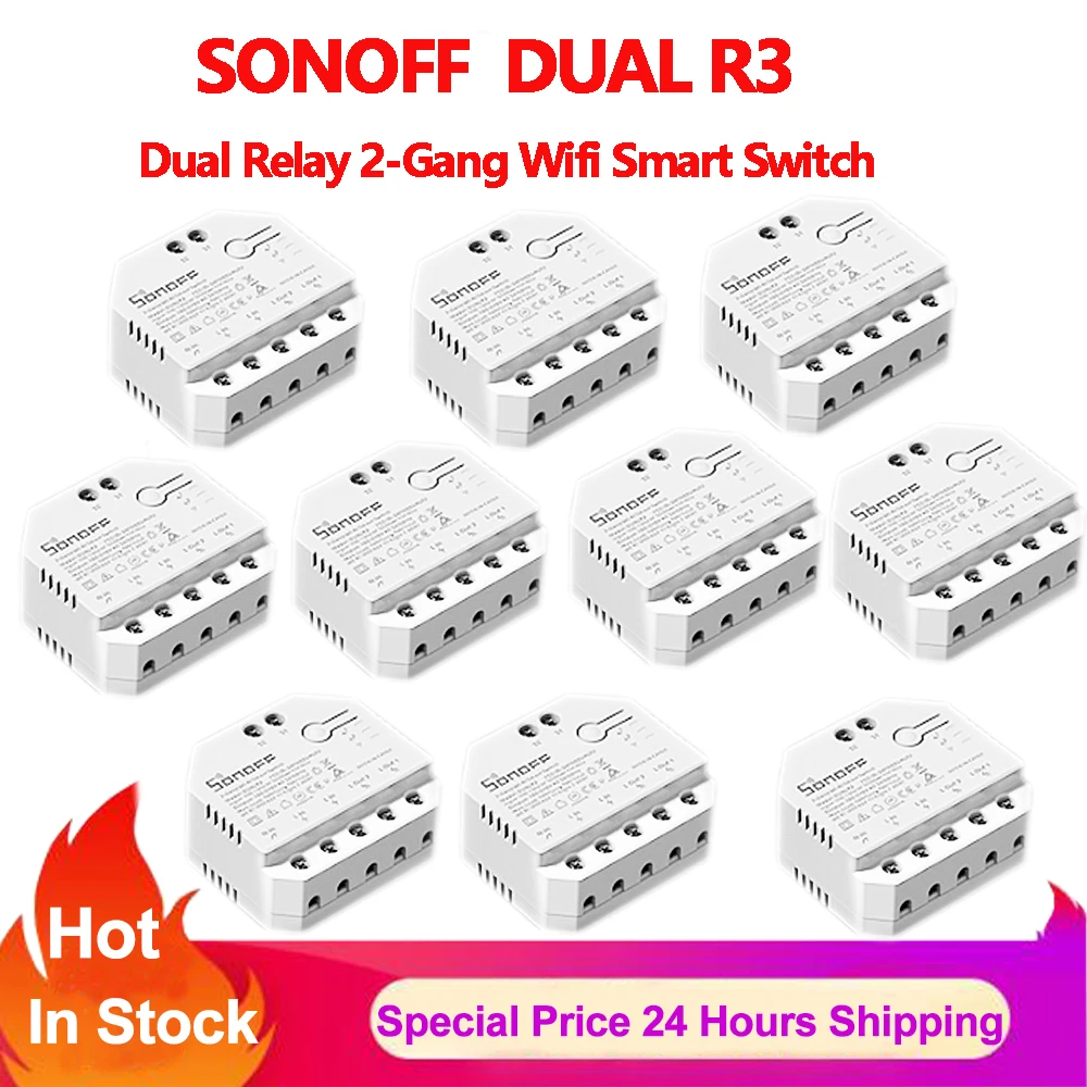 Sonoff Dual R3 Dual Relay 2 Gang Smart WiFi Switch With Power Metering Two-Way Control Roller Shutter Electric Curtain Switch
Sonoff Dual R3 Dual Relay 2 Gang Smart WiFi Switch With Power Metering Two-Way Control Roller Shutter Electric Curtain Switch