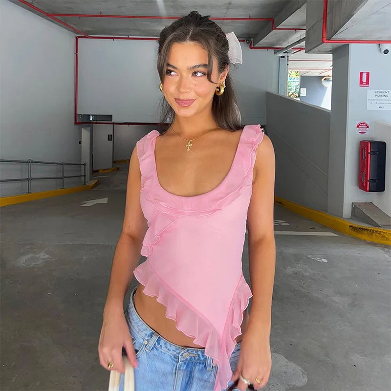 High Quality 2023 Women Sleeveless Anomaly Design T-shirt Sexy Crop Top Clothes Spring Summer Falbala Tank Top Y2k Corset Top
High Quality 2023 Women Sleeveless Anomaly Design T-shirt Sexy Crop Top Clothes Spring Summer Falbala Tank Top Y2k Corset Top