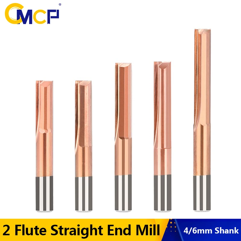 

CMCP 4/6mm Shank Straight Slot Milling Cutter 2 Flute Router Bit TiCN Coated Carbide End Mill CNC Machining Milling Tool
