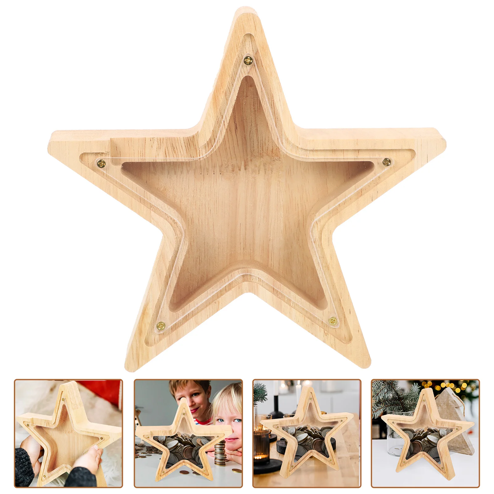 Star Piggy Bank Wooden Saving Pot Adornment Money Decoration Transparent Design Coin Container Tabletop Home
Star Piggy Bank Wooden Saving Pot Adornment Money Decoration Transparent Design Coin Container Tabletop Home