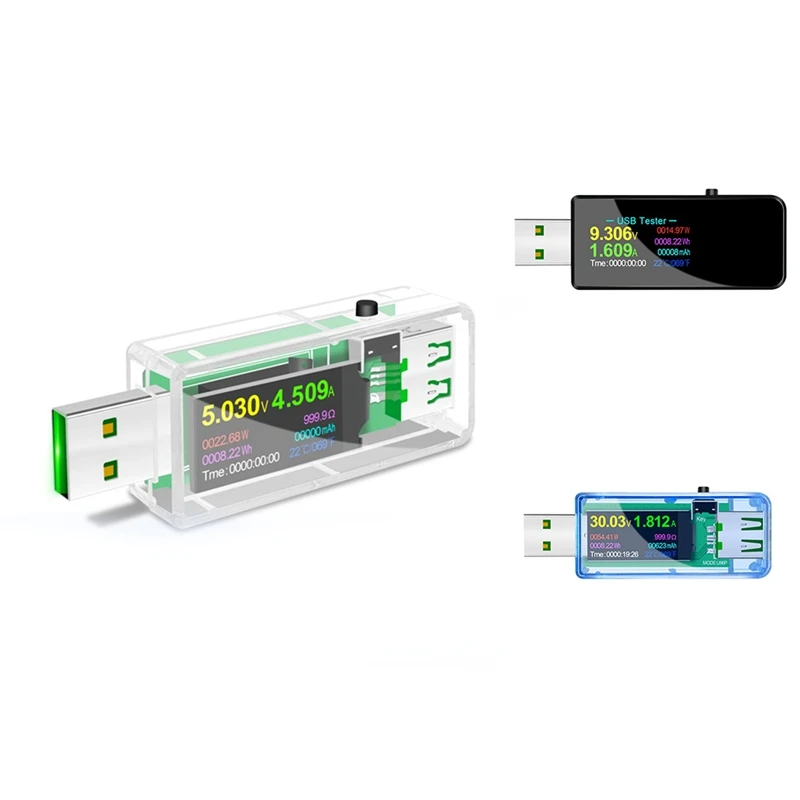 

USB-тестер U96P 13 в 1, USB-тестер, цифровой вольтметр постоянного тока, вольтметр, амперметр, детектор, индикатор заряда, синий