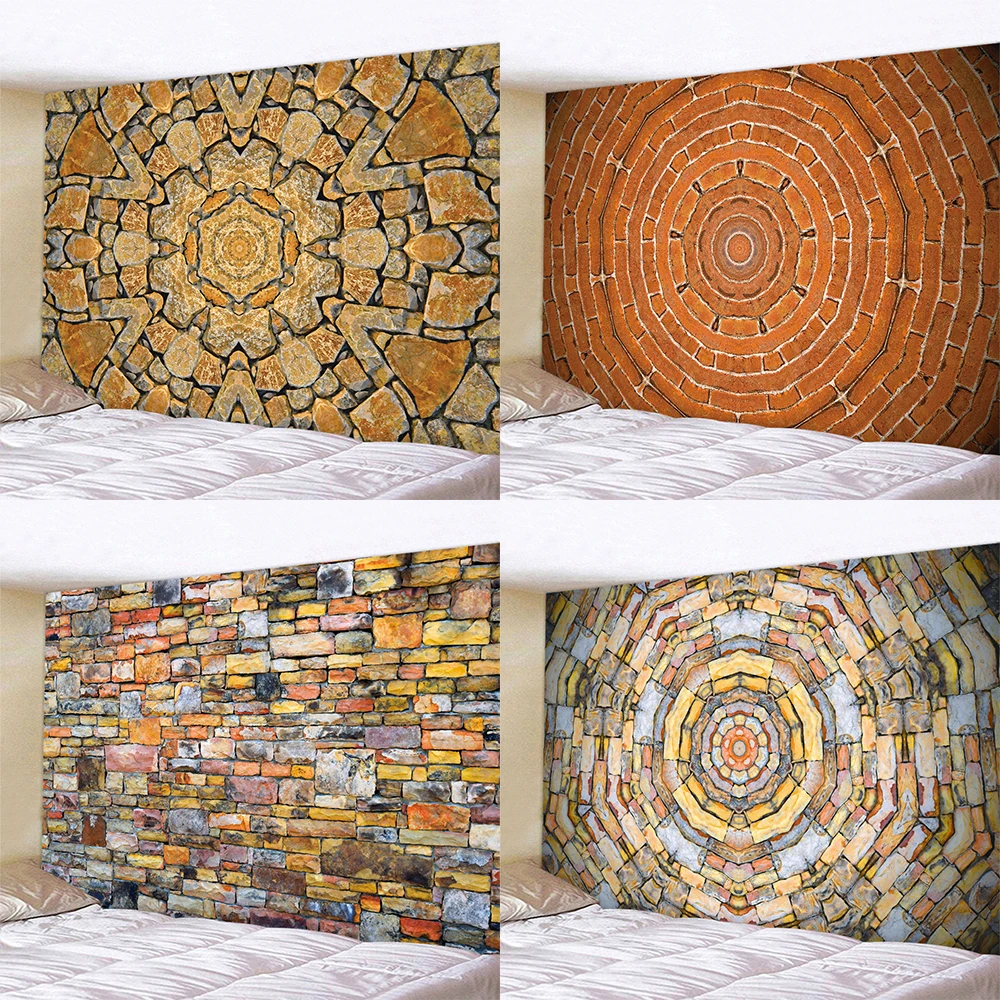 

Home Decor Vintage Brick Wall Texture Art Tapestry Hippie Boho Mandala Wall Hanging Bedroom Wall Decor Backdrop Fabric