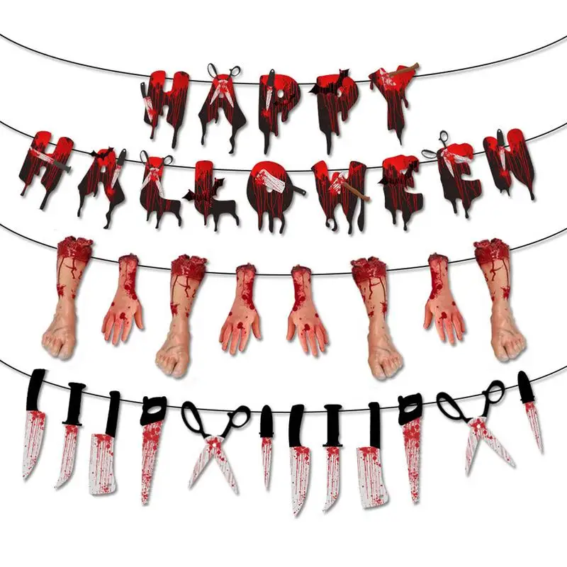 Halloween Bloody Party Banner 3pcs Scary Bloody Banner For Halloween Party Fake Hands Feet Banners Multifunctional Reusable
Halloween Bloody Party Banner 3pcs Scary Bloody Banner For Halloween Party Fake Hands Feet Banners Multifunctional Reusable