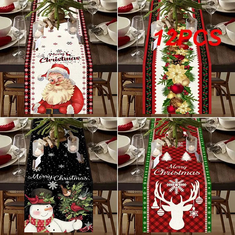 

12PCS Anti-scratch Table Runner 23.00*33.00*4.00cm Breathable Does Not Fade Print Design High-quality Linen Material Dining Room