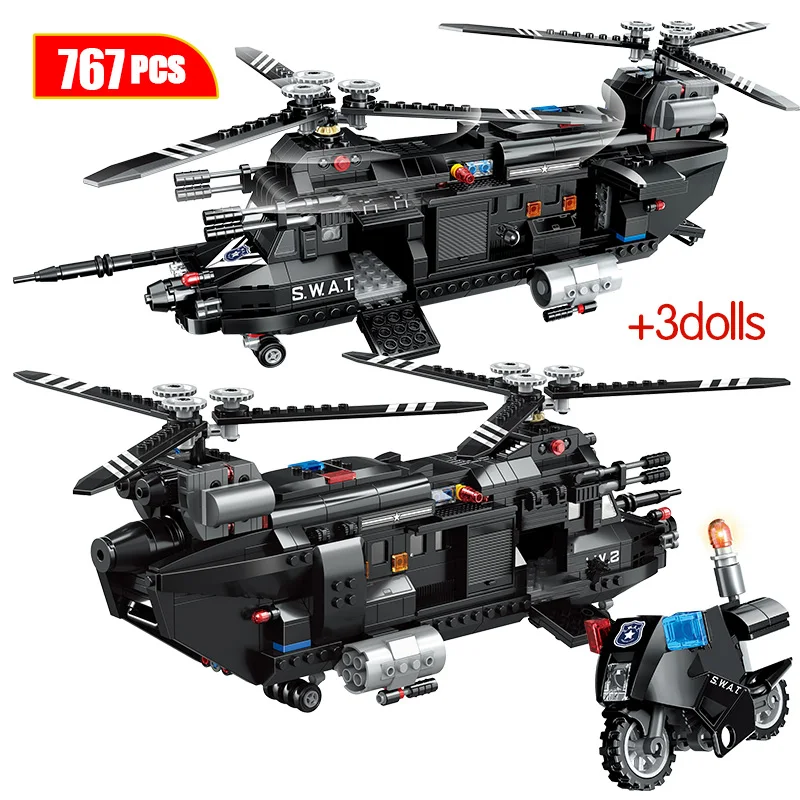 City Police WW2 Military Helicopter Building Blocks Compatible Swat Team Transport Vehicle Large Sets Bricks Toys For Children
City Police WW2 Military Helicopter Building Blocks Compatible Swat Team Transport Vehicle Large Sets Bricks Toys For Children