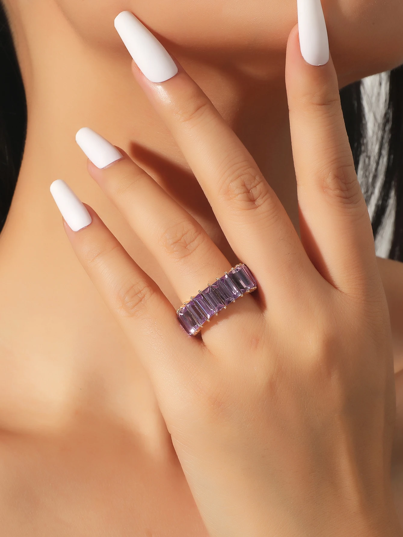 

Модное женское кольцо с шестью зубцами, обручальное кольцо с камнем, подарок на День святого Валентина для девушки и женщины, подарок, новинка