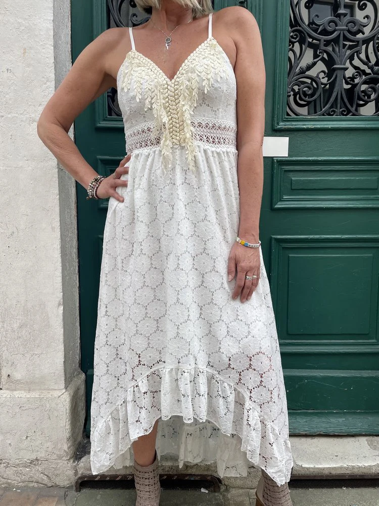 Women Elegant Crochet Hollow Out Beach Dress Sexy Off Shoulder Sling Ruffle Long Dress Casual Fashion V Neck Tassel Party Dress
Women Elegant Crochet Hollow Out Beach Dress Sexy Off Shoulder Sling Ruffle Long Dress Casual Fashion V Neck Tassel Party Dress