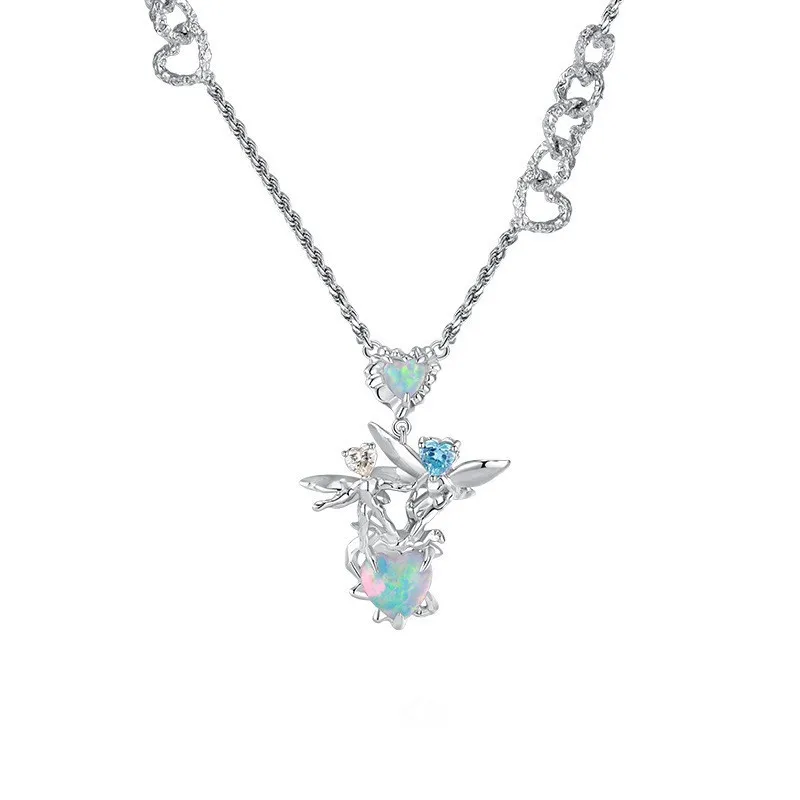 Love Opal Stone Sculpture Elf Necklace Designer Heart Pendant Zircon Fashion Clavicle Chain Luxury Trendy Cool Girly Necklaces
Love Opal Stone Sculpture Elf Necklace Designer Heart Pendant Zircon Fashion Clavicle Chain Luxury Trendy Cool Girly Necklaces