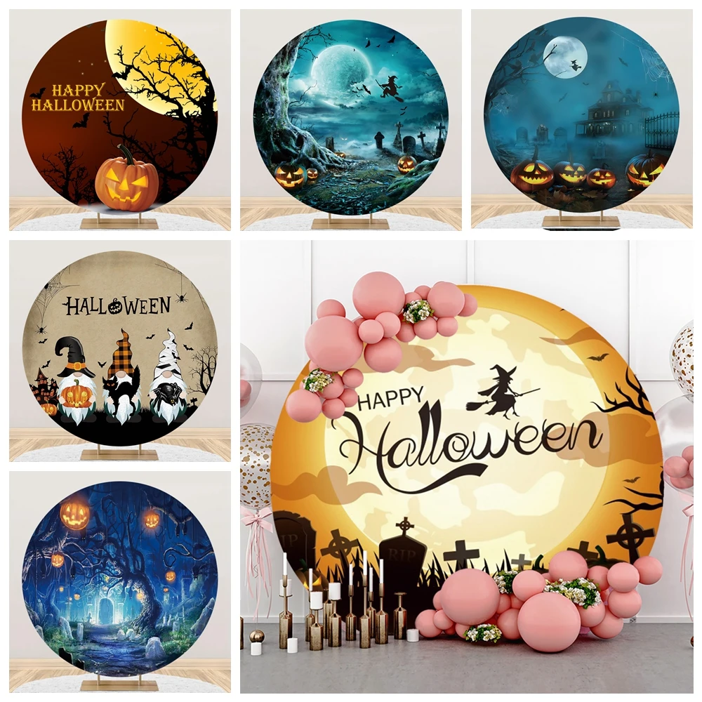 Happy Halloween Round Backdrop Cover Zombie Bat Pumpkin Night Children Portrait Family Party Circle Photography Background Deco
Happy Halloween Round Backdrop Cover Zombie Bat Pumpkin Night Children Portrait Family Party Circle Photography Background Deco