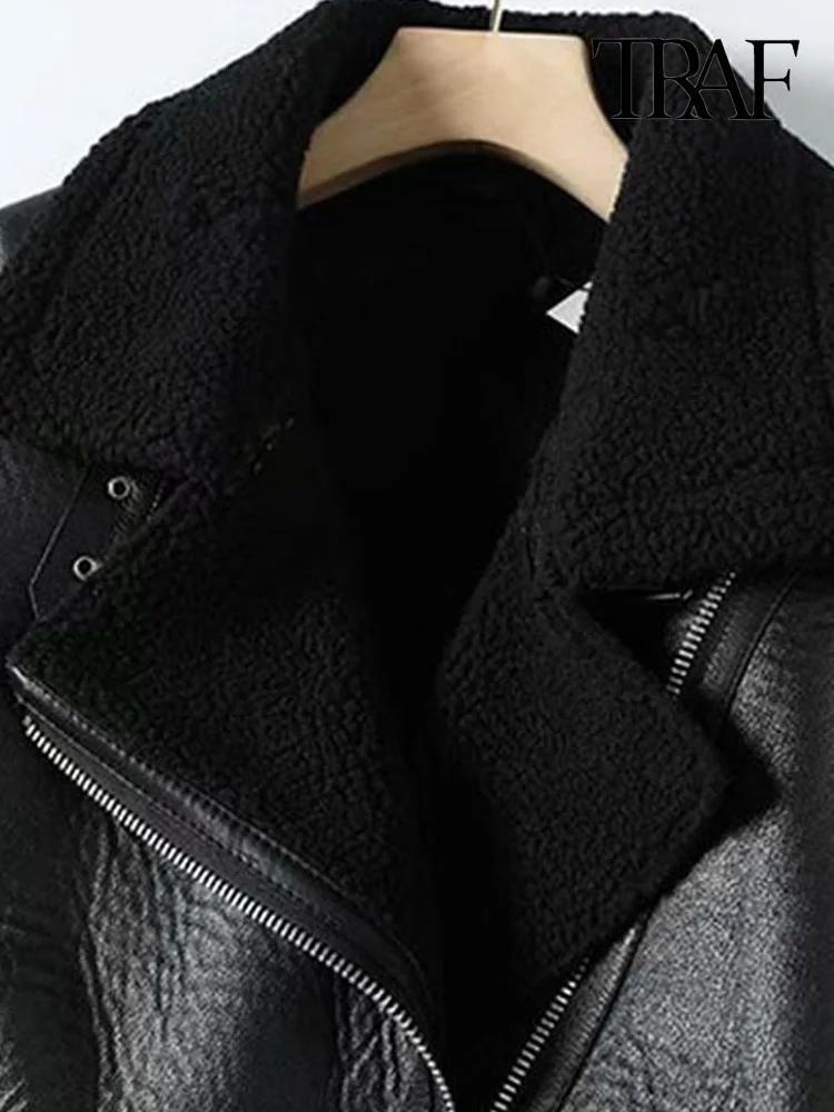 Куртка женская зимняя из искусственной кожи с длинным рукавом | Женская одежда
