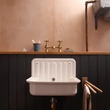 Vintage classic wall mounted enamel sink, hand basin, kitchen, bathroom, outdoor balcony, sink