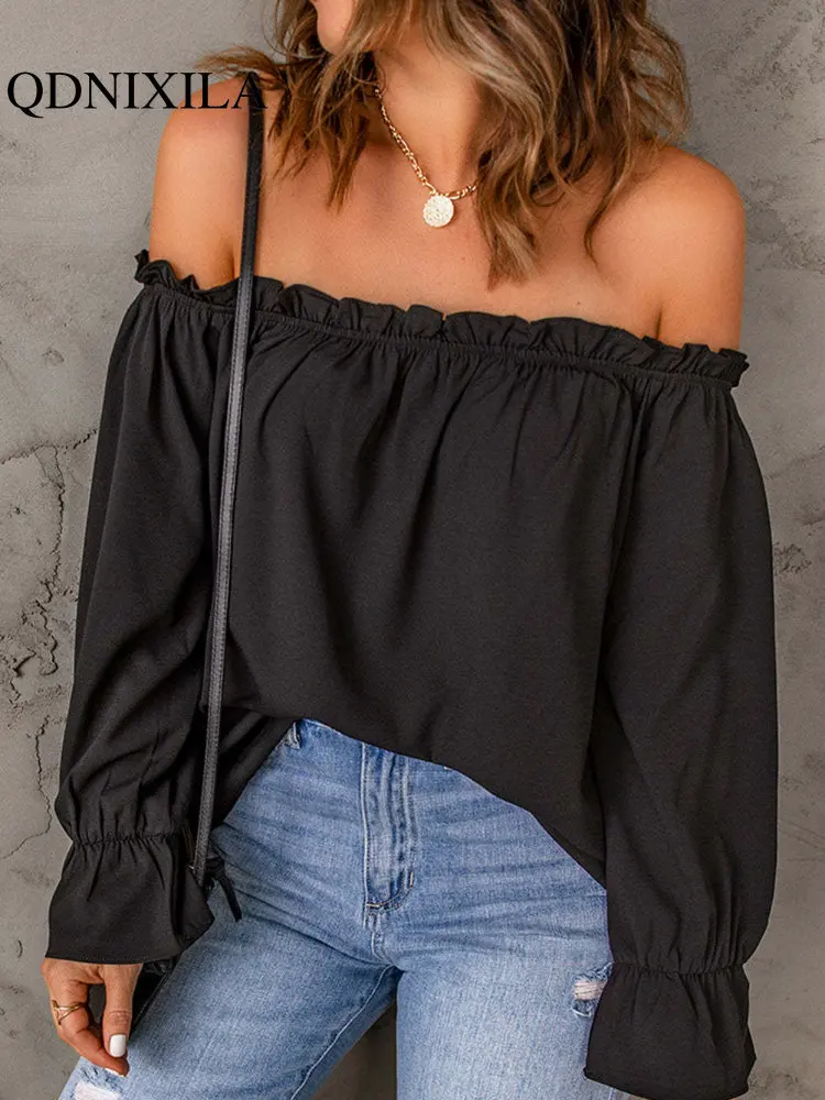 Women's Blouse 2023 Spring Autumn New In Solid Color Pullover Sexy Off-the-shoulder Loose Casual Elegant and Youth Woman Blouses
Women's Blouse 2023 Spring Autumn New In Solid Color Pullover Sexy Off-the-shoulder Loose Casual Elegant and Youth Woman Blouses
