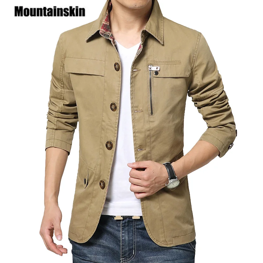 Mountainskin Men's Jacket Coat 4XL Casual Solid Men Outerwear Slim Fit Khaki Army Cotton Male Jackets Brand Clothing SA220 
Mountainskin Men's Jacket Coat 4XL Casual Solid Men Outerwear Slim Fit Khaki Army Cotton Male Jackets Brand Clothing SA220