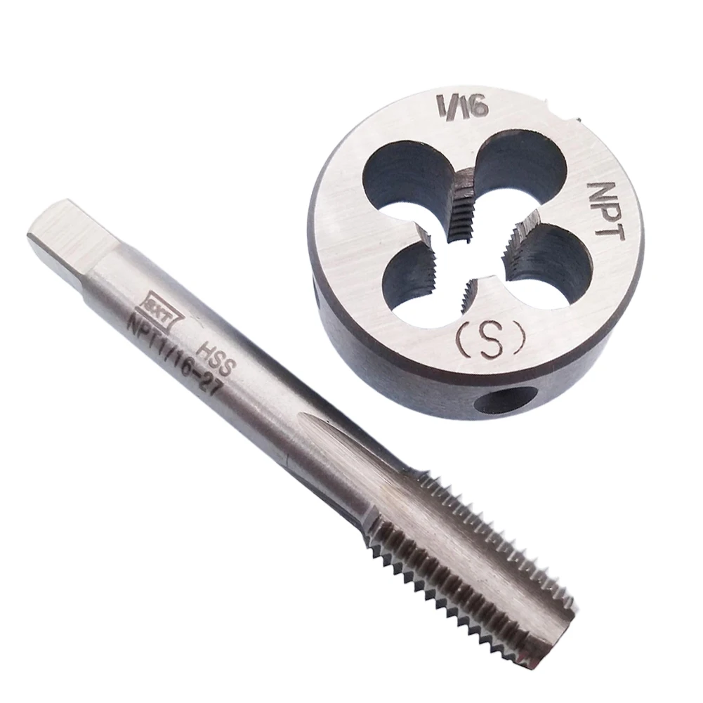 HSS 1/16-27 NPT Tap & Die правая резьба 49 мм Tap 25 мм Die для металлообрабатывающих гаек снятие винтов ремонт ручные инструменты
HSS 1/16-27 NPT Tap & Die правая резьба 49 мм Tap 25 мм Die для металлообрабатывающих гаек снятие винтов ремонт ручные инструменты