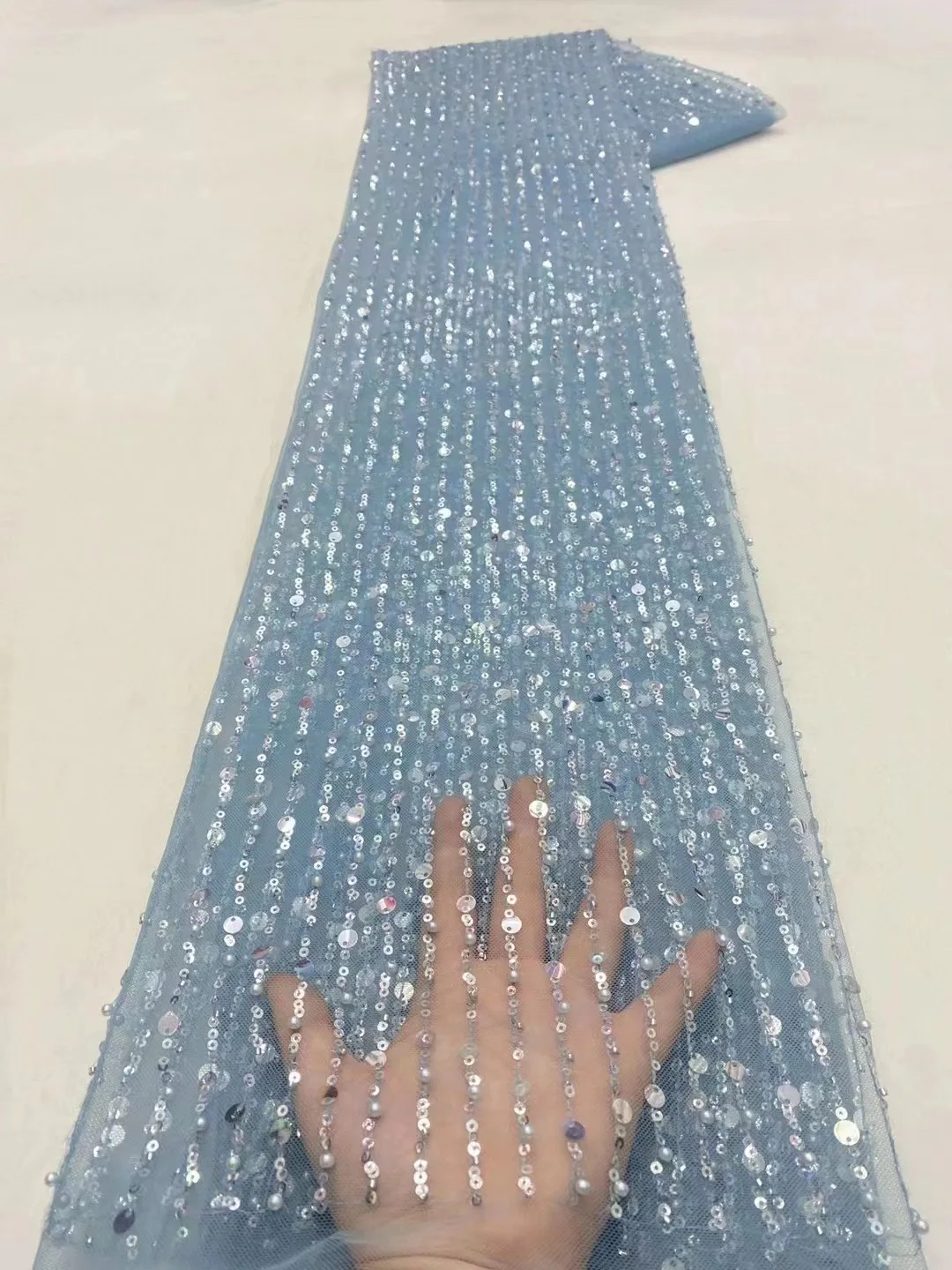 Bllue African Net Lace Fabric With Sequins African Lace Fabric With Beads Nigerian French Tulle Lace Fabric For Wedding KXX22214
Bllue African Net Lace Fabric With Sequins African Lace Fabric With Beads Nigerian French Tulle Lace Fabric For Wedding KXX22214