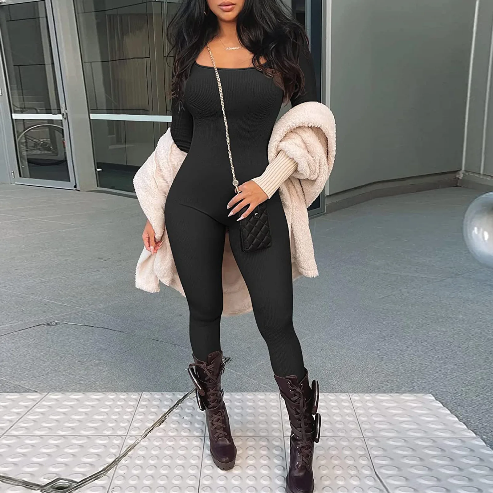 Women's Bodycon Jumpsuit 2023 Autumn/Winter New Thread Square Neck Slim Fit Sexy Solid Color Playsuit Casual One Piece Pants
Women's Bodycon Jumpsuit 2023 Autumn/Winter New Thread Square Neck Slim Fit Sexy Solid Color Playsuit Casual One Piece Pants