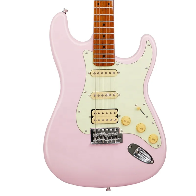 China factory musical instrument ST electrical guitar kit HSS advanced electric guitar Pink
China factory musical instrument ST electrical guitar kit HSS advanced electric guitar Pink