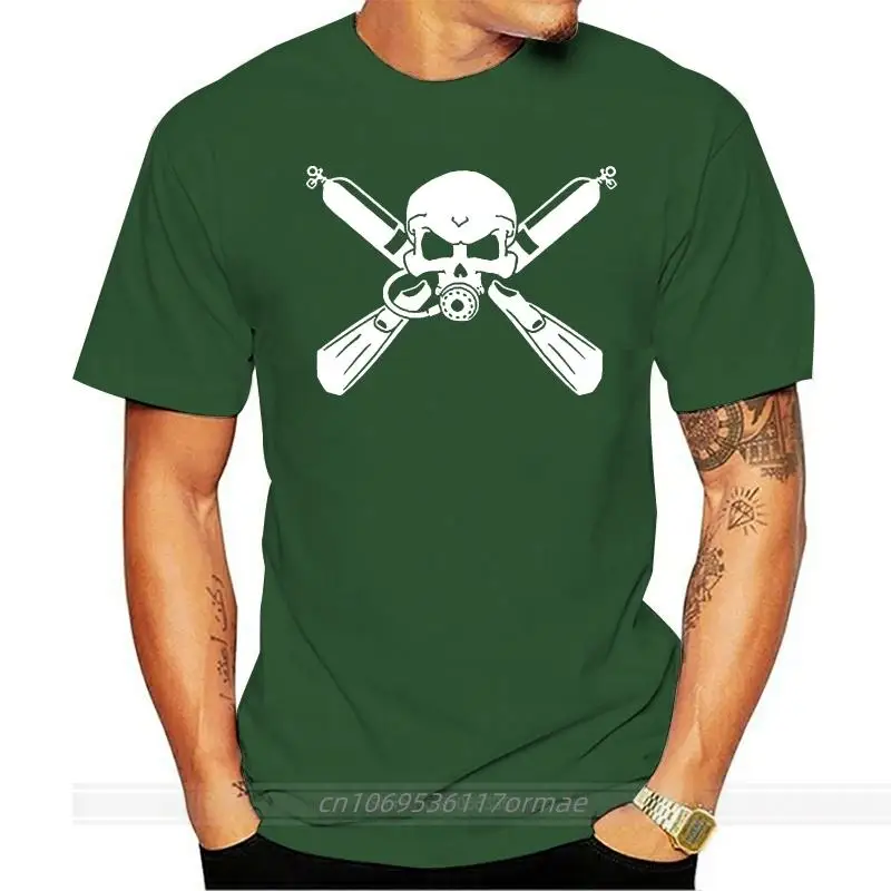 

New Cotton T-shirt Scuba T shirt scuba diver skull crossbones t-shirt open water scuba dive shirt Summer Style Tee Shirt