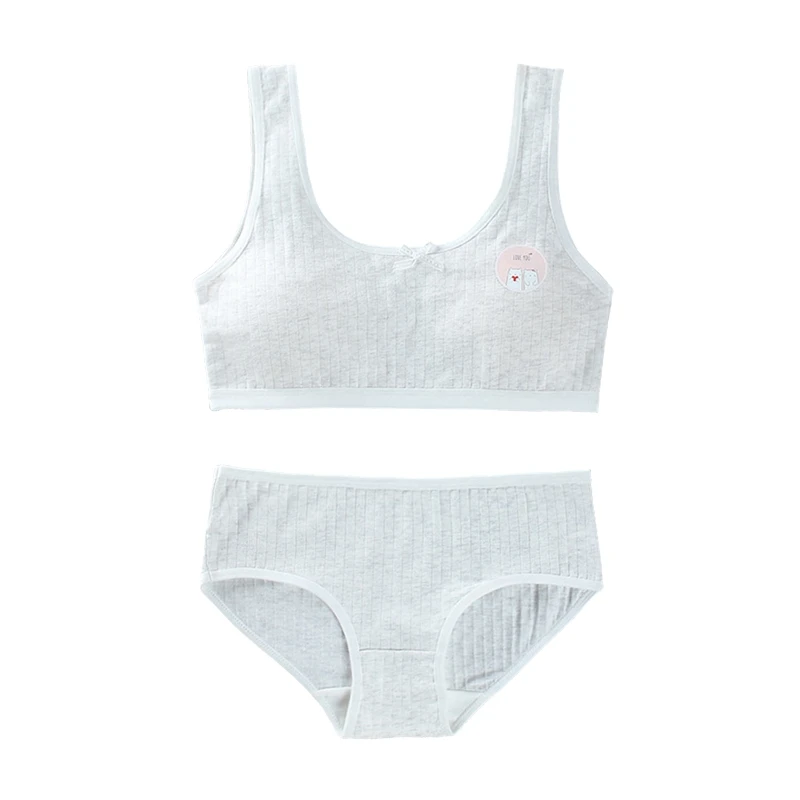 Puberty Teens Girls 2Pcs Sports Underwear Set Ribbed Cute Bear Print Sweet Bowknot Padded Wirefree Training Bra and Matching
Puberty Teens Girls 2Pcs Sports Underwear Set Ribbed Cute Bear Print Sweet Bowknot Padded Wirefree Training Bra and Matching