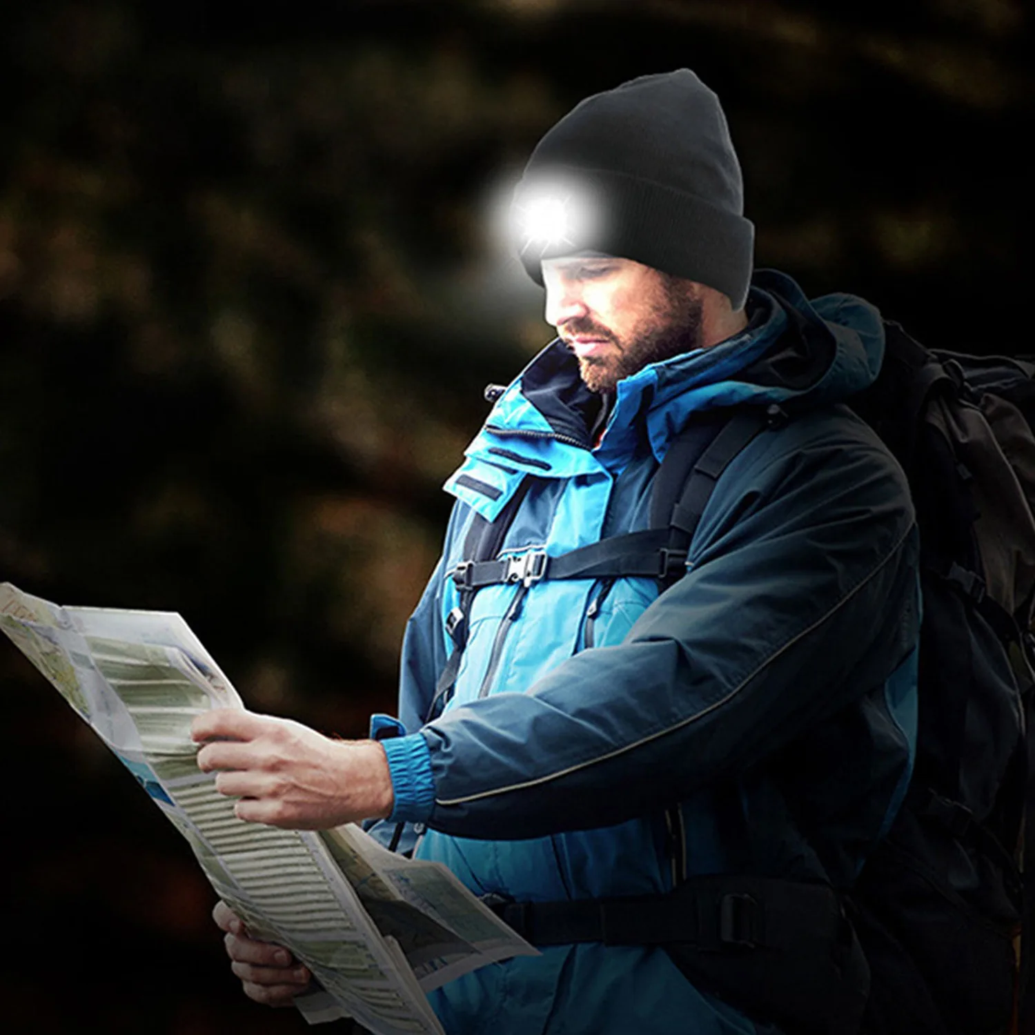 Шапка-бини со светодиодной подсветильник кой и зарядкой от USB 
Шапка-бини со светодиодной подсветильник кой и зарядкой от USB