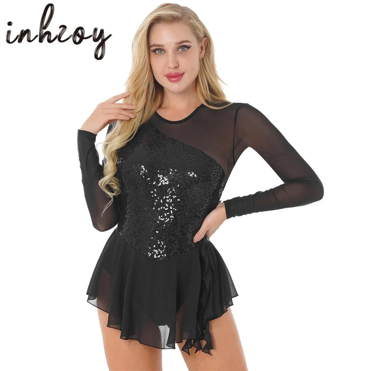 Sequins Ballet Leotard Dance Dress Women Girls Long Sleeve Hollow Back Figure Ice Skating Dress Gymnastic Tulle Splice Dancewear
Sequins Ballet Leotard Dance Dress Women Girls Long Sleeve Hollow Back Figure Ice Skating Dress Gymnastic Tulle Splice Dancewear
