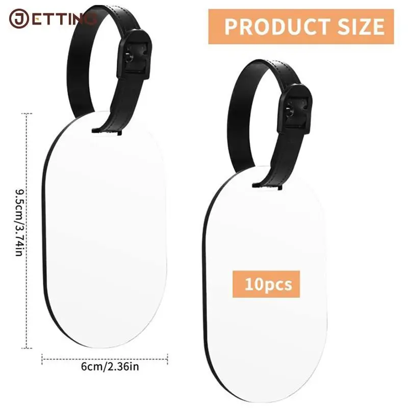 

10Pcs Sublimation Blank Luggage Tags White Blank Travel Bag Baggage Tags with Strap Double Sided MDF Suitcase Label Tag lanyard