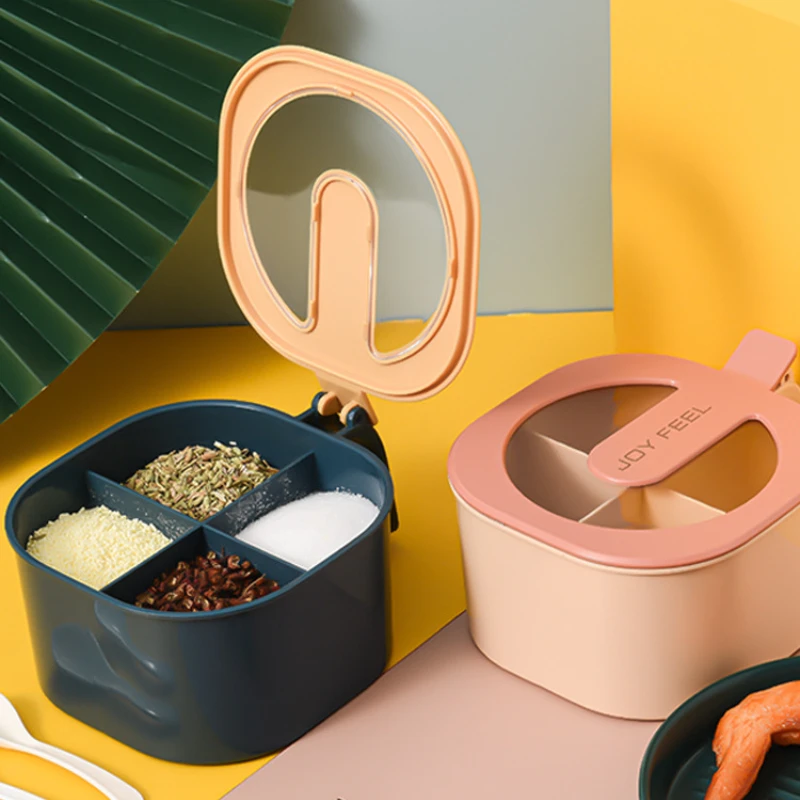 Four-Grid Spice Jar Seasoning Box with Cover Salt Sugar Bowl Kitchen Accessories Organizer Household Item Tools Kitchen Gadgets
Four-Grid Spice Jar Seasoning Box with Cover Salt Sugar Bowl Kitchen Accessories Organizer Household Item Tools Kitchen Gadgets