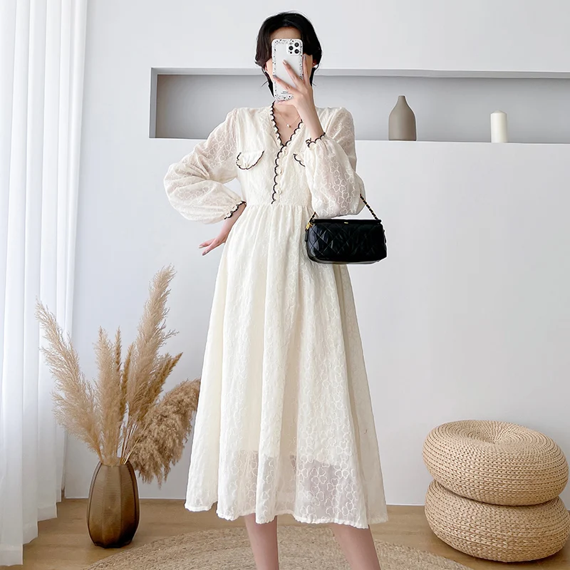 930# Autumn Spring Korean Fashion Lace Maternity Long Dress Elegant Sweet Ins A Line Clothes for Pregnant Women Pregnancy Formal
930# Autumn Spring Korean Fashion Lace Maternity Long Dress Elegant Sweet Ins A Line Clothes for Pregnant Women Pregnancy Formal