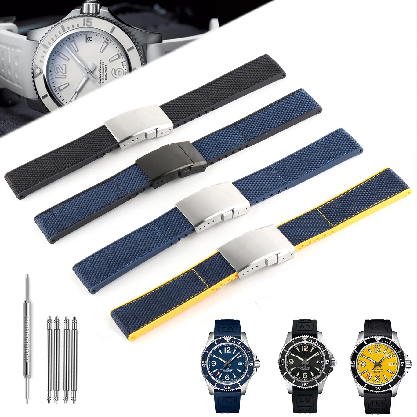 22mm Replacement Accessories Watch Band FOR Breitling Avenger Black Bird Series Watch Strap Rubber Silicone Bracelet 22MM
22mm Replacement Accessories Watch Band FOR Breitling Avenger Black Bird Series Watch Strap Rubber Silicone Bracelet 22MM