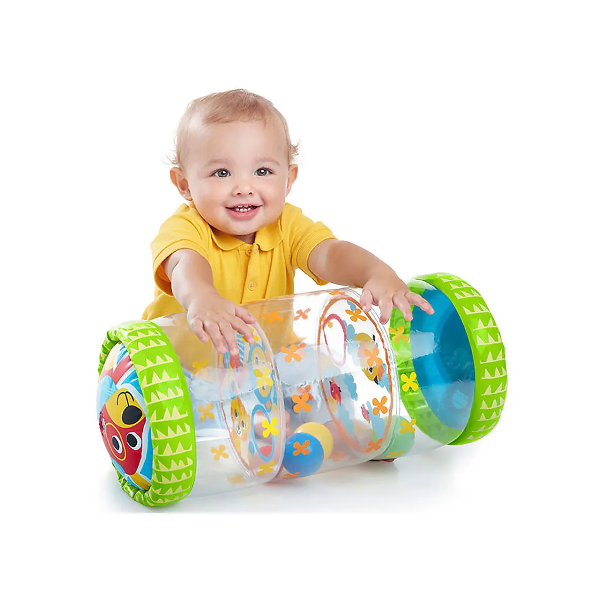 

Inflatable Baby Activity Crawling Roller Toy with Rattle and Ball Early Educational Infant Toy Beginner Crawl Along Babies Games