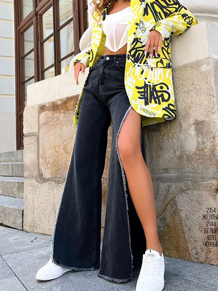 2023 Summer Autumn Women Washed High Waist Jeans Streetwear Flare Side Slit Denim Pants For Women
2023 Summer Autumn Women Washed High Waist Jeans Streetwear Flare Side Slit Denim Pants For Women