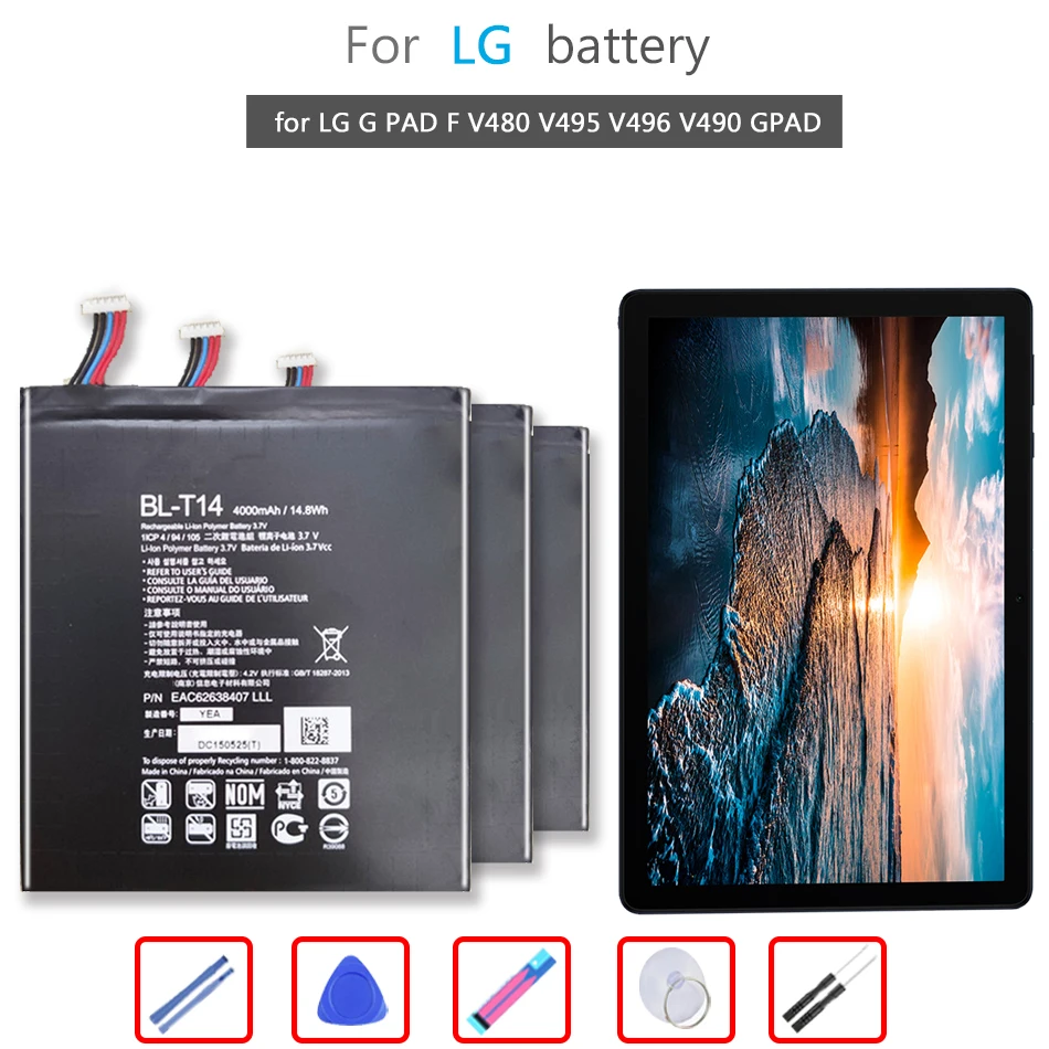 Battery BL-T14 4000mAh for LG G PAD F V480 V495 V496 V490 GPAD Tablet Li-ion Bateria
Battery BL-T14 4000mAh for LG G PAD F V480 V495 V496 V490 GPAD Tablet Li-ion Bateria
