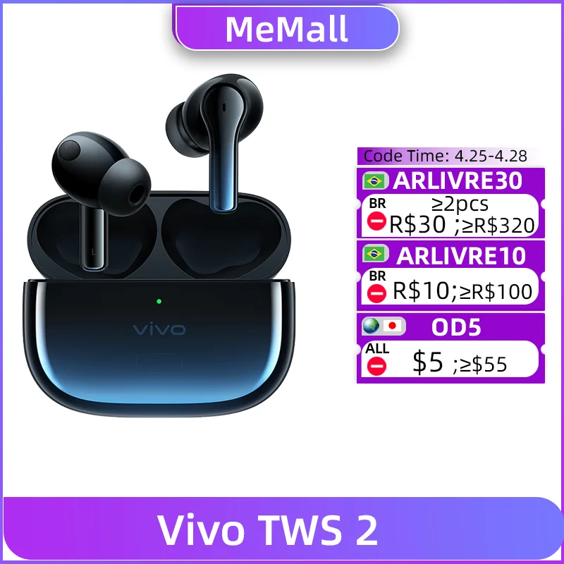 Vivo TWS 2 Earphone Wireless Bluetooth 5.2 Earbuds 30H Long Battery 3 Mic Deep Noise Cancellation AptX Adaptive For X60 Pro X50
Vivo TWS 2 Earphone Wireless Bluetooth 5.2 Earbuds 30H Long Battery 3 Mic Deep Noise Cancellation AptX Adaptive For X60 Pro X50