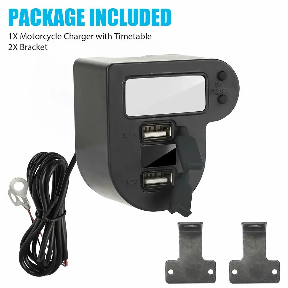 Motorcycle Phone Gps Charger With Voltmeter + Timetable Dual Usb Charging Ports High-definition Electronic Lcd Screen Adapter
Motorcycle Phone Gps Charger With Voltmeter + Timetable Dual Usb Charging Ports High-definition Electronic Lcd Screen Adapter