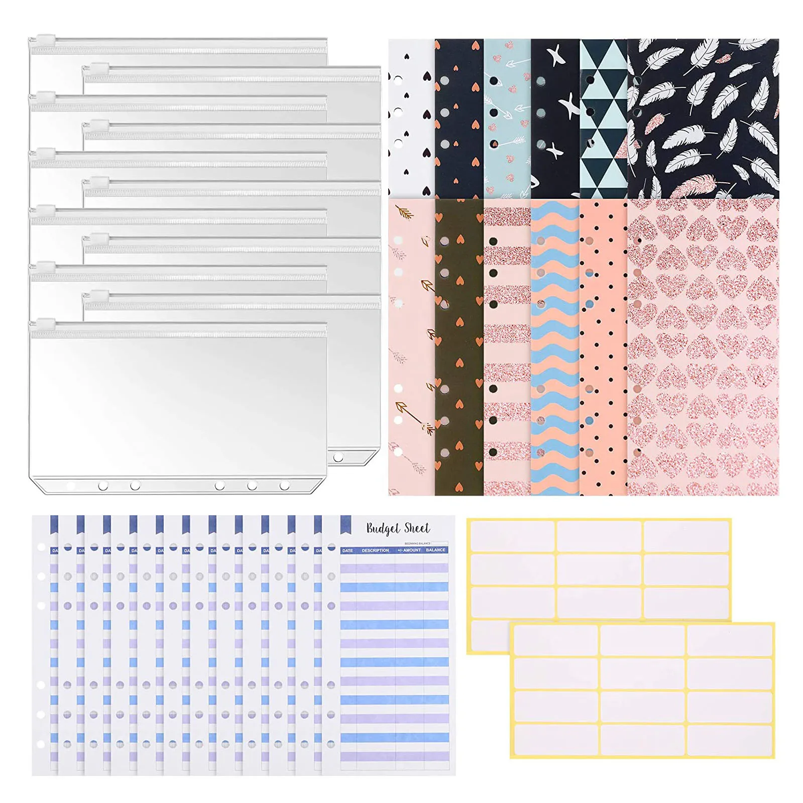 36 Pieces A6 Binder Budget Envelopes Organizer with Cash Envelopes, Expense Budget Sheets,Binder Pockets,Labels for Bill Planner
36 Pieces A6 Binder Budget Envelopes Organizer with Cash Envelopes, Expense Budget Sheets,Binder Pockets,Labels for Bill Planner