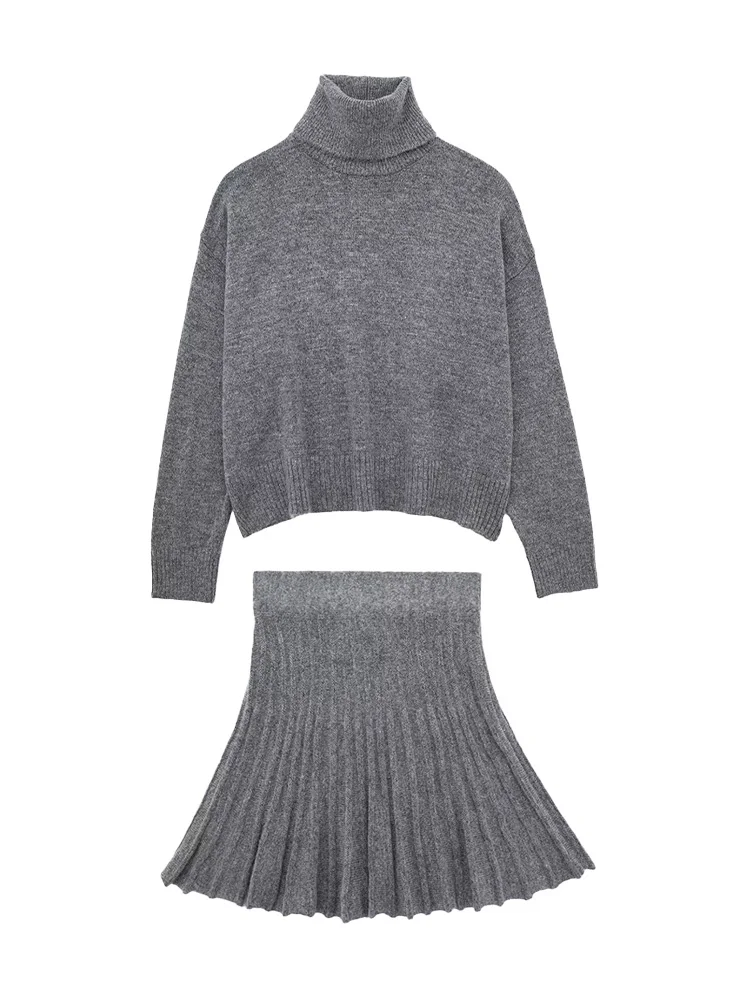 HH TRAF Fashion Women's Vintage Loose Knitted Suit Women High Neck Long Sleeve Pullovers Female Cropped Sweater Pleated Skirts
HH TRAF Fashion Women's Vintage Loose Knitted Suit Women High Neck Long Sleeve Pullovers Female Cropped Sweater Pleated Skirts