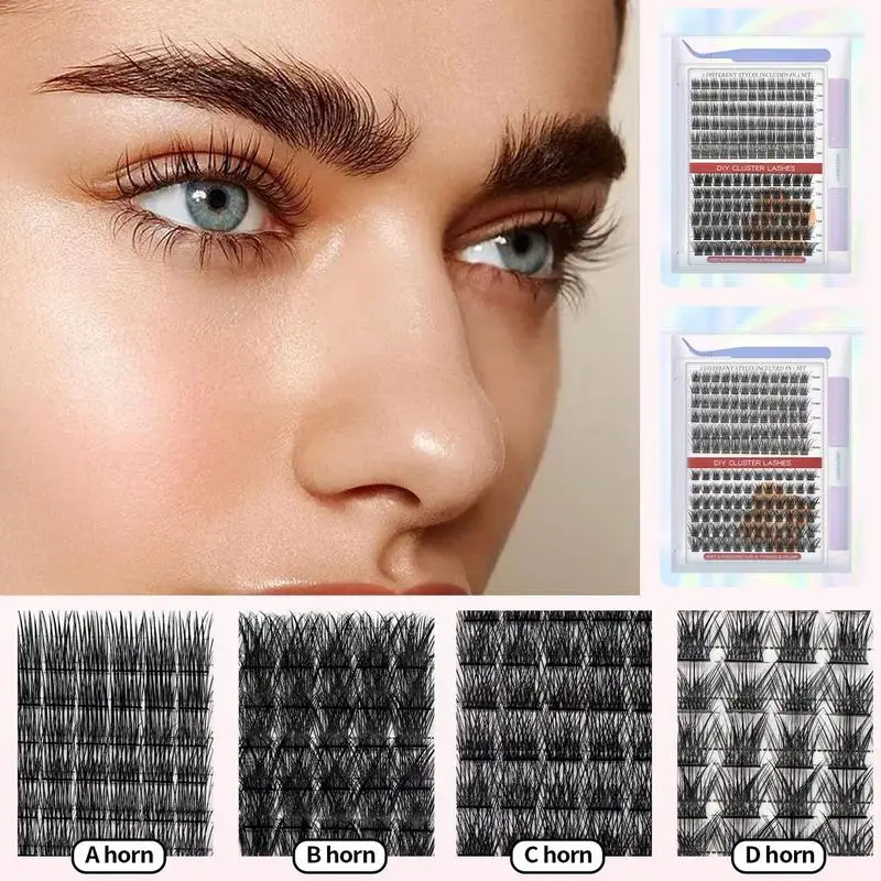 

DIY 144 Cluster Lashes Natural Look Eye Lashes With Lash Bond And Tweezers Fake Individual Eyelashes Clusters Makeup Supplies